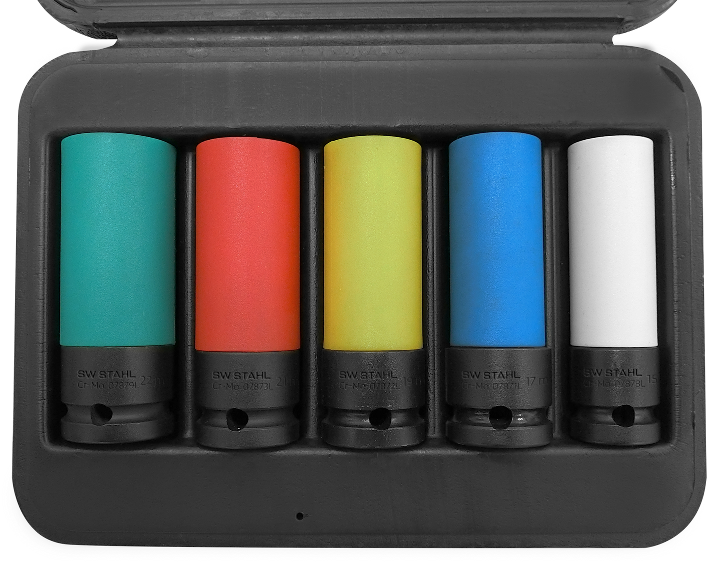 SW-Stahl Radmutterneinsätze, 1/2", 15, 17, 19, 21, 22 mm, 5-teilig