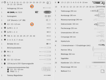 Proficraft Werkzeugkoffer 164 tlg. 3/8"
