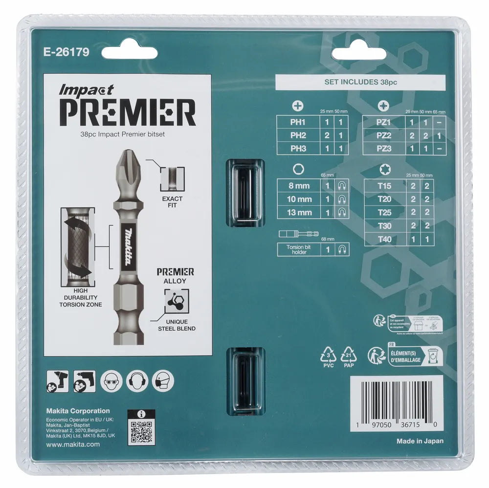 Makita Bit-Set Torsion 38-tlg. Impact Premier E-26179