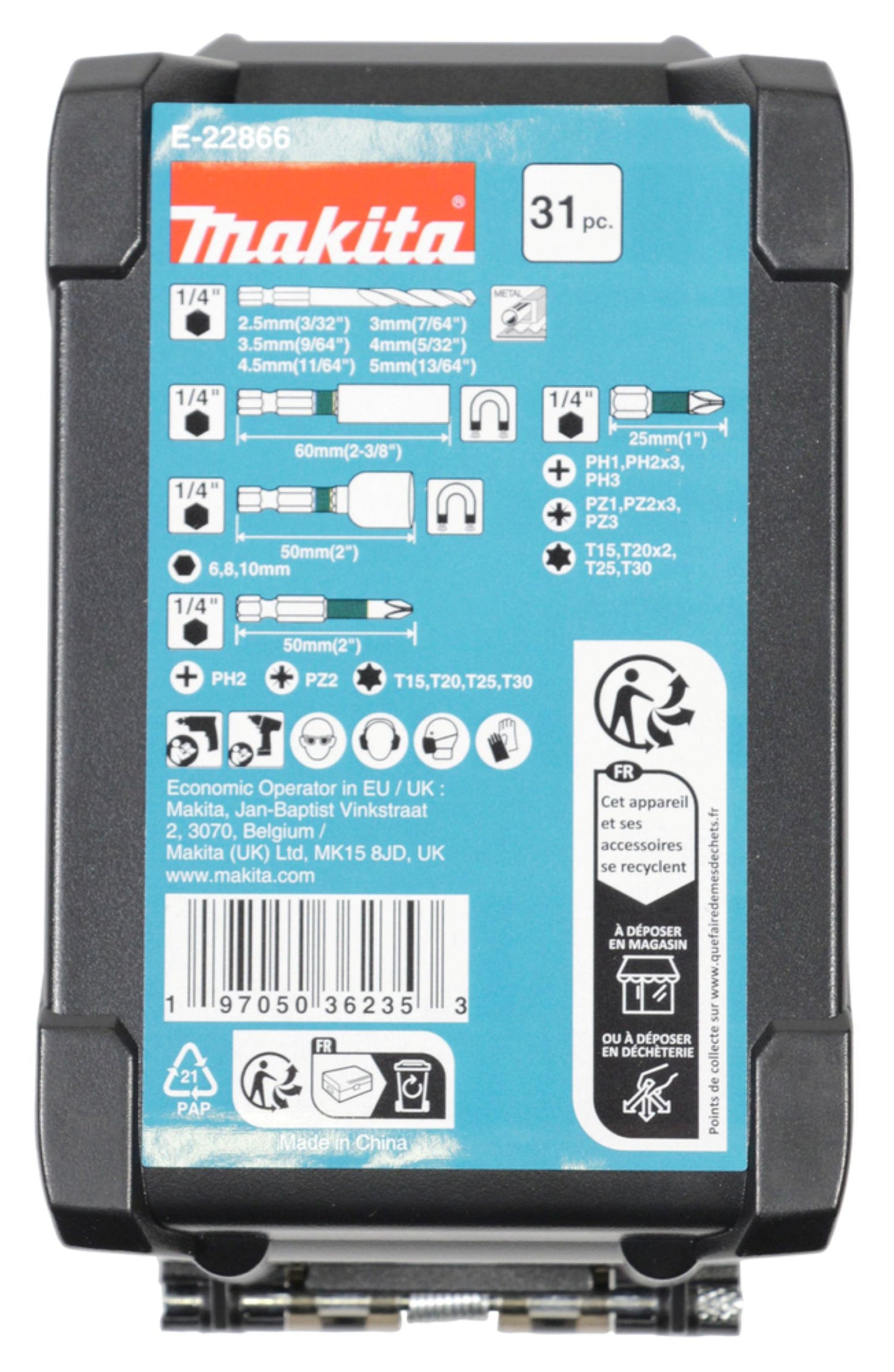 Makita Bohrer-Bit-Set 31-tlg. Impact Black E-22866