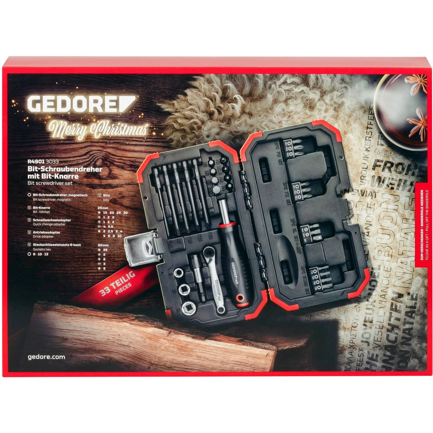 Gedore Adventskalender 2024 R49013033 red 33- tlg. Werkzeug-Adventskalender