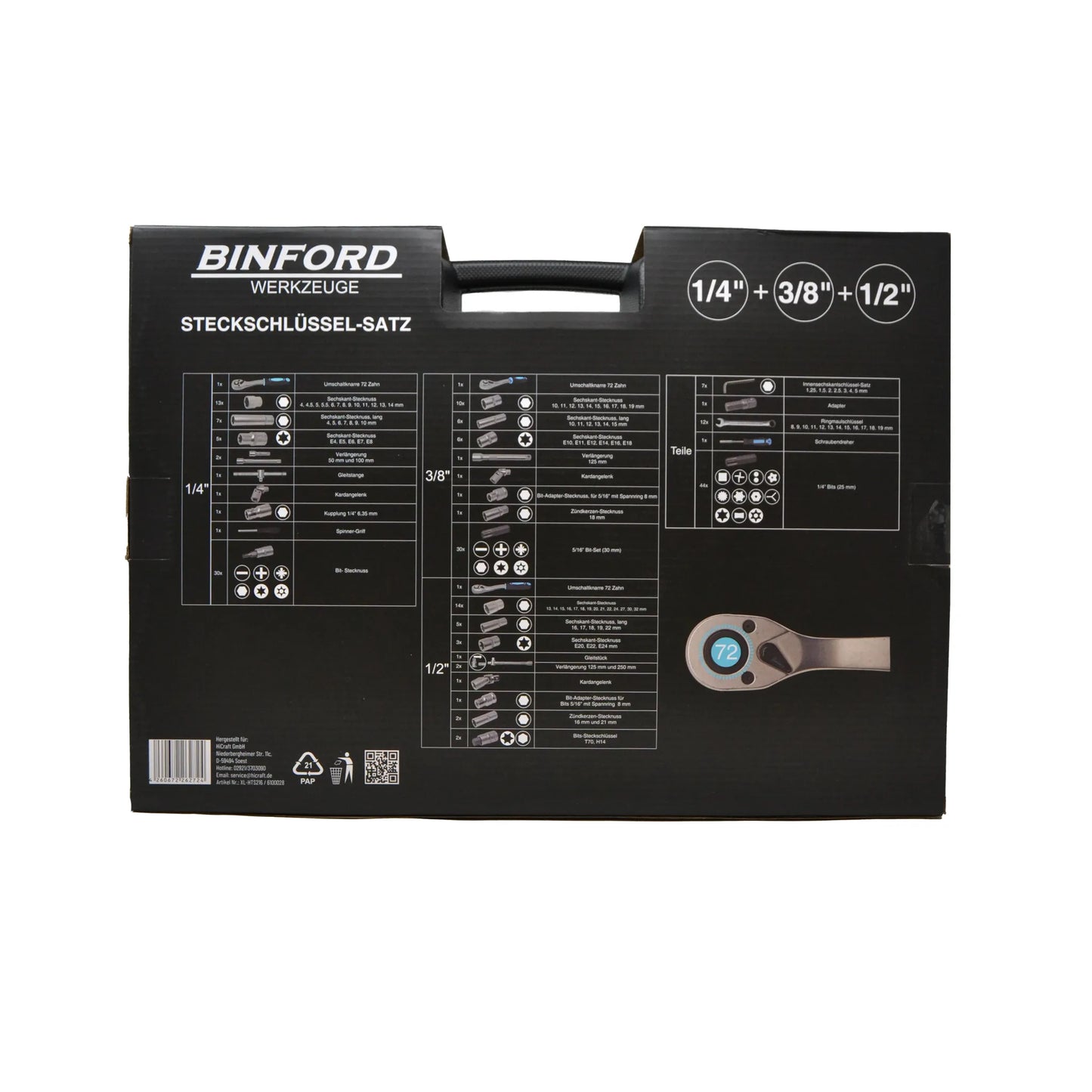 BINFORD Werkzeuge Steckschlüsselsatz 216tlg. - 6100028