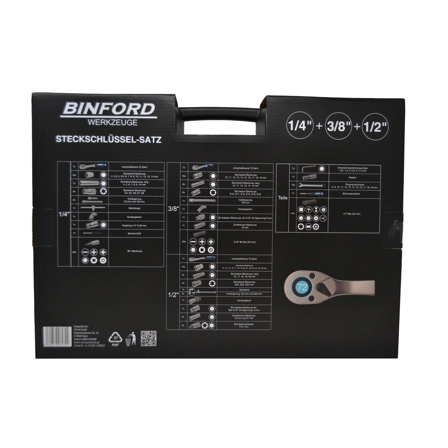 BINFORD Werkzeuge Steckschlüsselsatz 216tlg. - 6100028