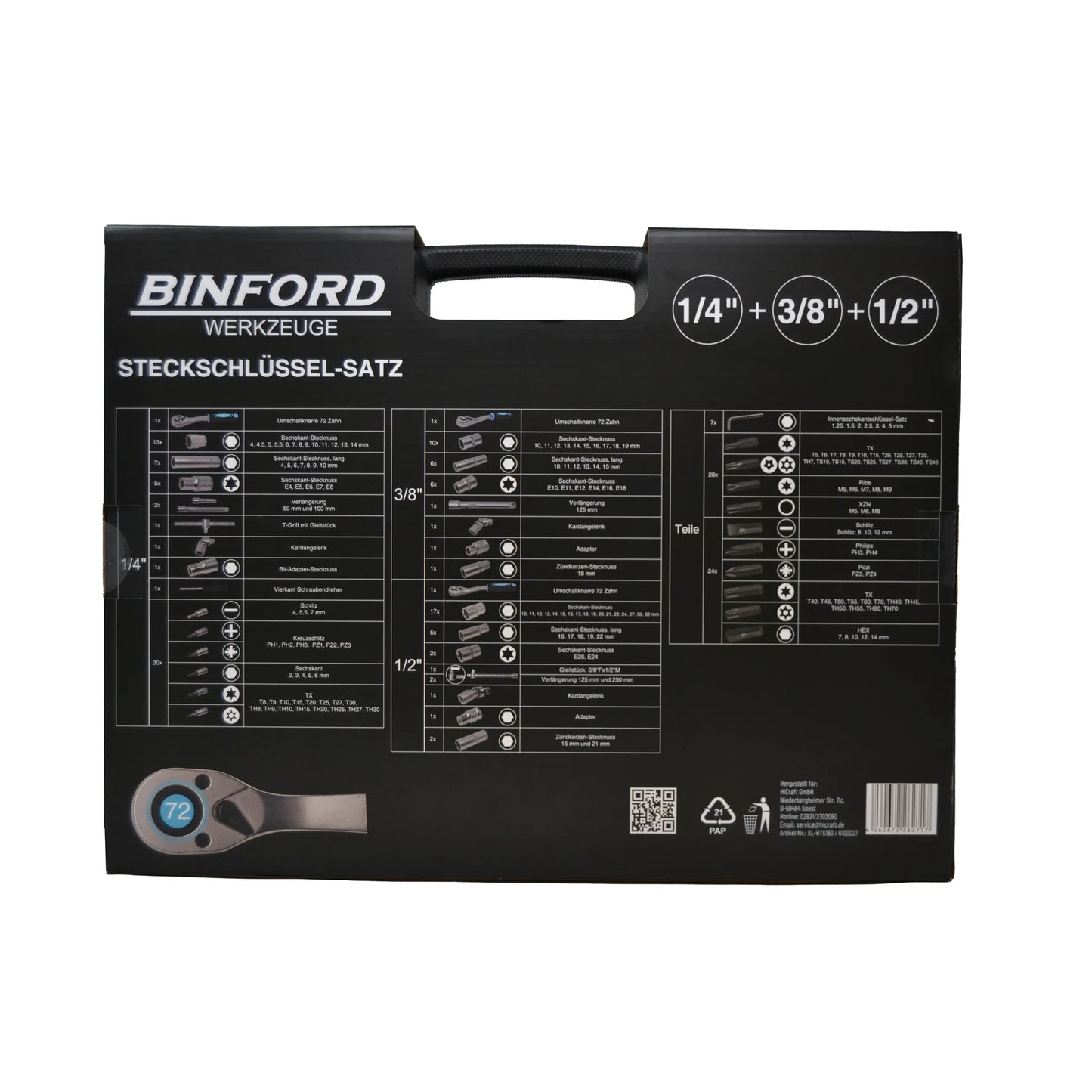 BINFORD Werkzeuge Steckschlüsselsatz 180 tlg. - 6100027
